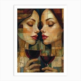 Two Women Drinking Wine 3 Art Print