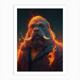 Wolf In Flames Art Print