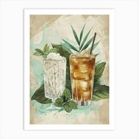 Mint Cocktail Art Deco Inspired 2 Art Print