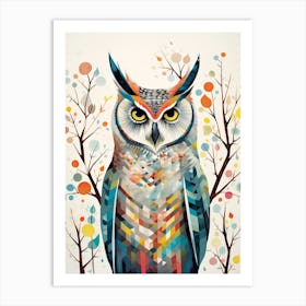 Bird Painting Collage Great Horned Owl 3 Art Print