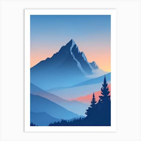 Misty Mountains Vertical Composition In Blue Tone 149 Poster