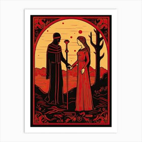 The Lovers Tarot Card, Vintage 2 Art Print