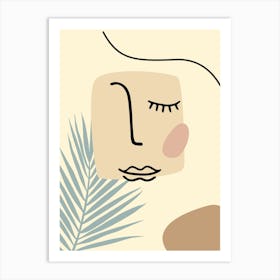 Illustration Of A Woman With Eyes Closed. Boho woman — boho poster, boho wall art Art Print