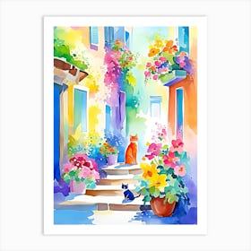 The Cat and the House Full of Flowers Art Print