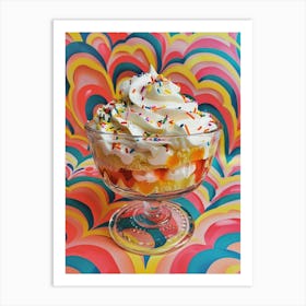 Rainbow Layered Jelly Trifle Retro Collage 1 Art Print