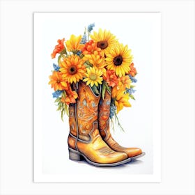 Cowgirl Boots Yellow Art Print