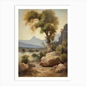 Forest Lake,Vintage Oil Painting,Farm Wall Decorations,Vintage Landscape,Vintage Landscape Oil Painting.18 Art Print