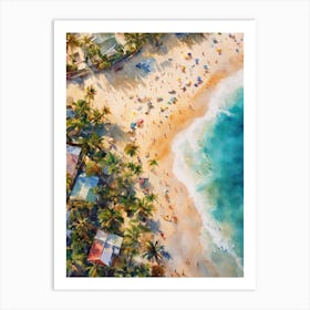 Watercolour Of A Beach Art Print