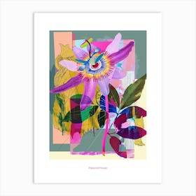 Passionflower 2 Neon Flower Collage Poster Art Print