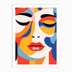 Closed Eyes Abstract Linework Face 5 Art Print