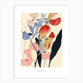 Colourful Flower Illustration Poster Sweet Pea 2 Art Print