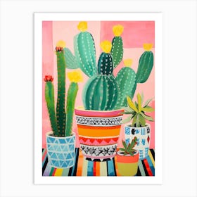 Cactus Painting Maximalist Still Life Bunny Ear Cactus 2 Art Print