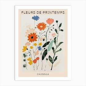 Spring Floral French Poster  Calendula 3 Art Print
