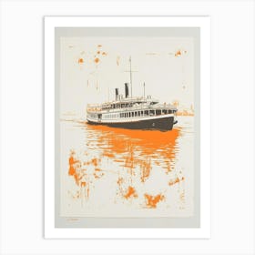 Steamboat Natchez Retro Lithograph 2 Art Print