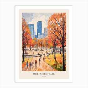 Autumn City Park Painting Millennium Park Chicago Poster Art Print