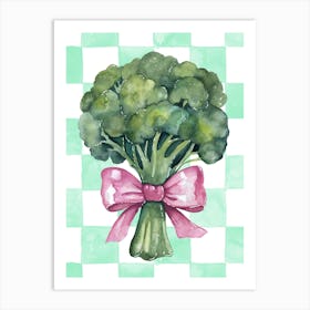 Broccoli with Pink Bow Art Print