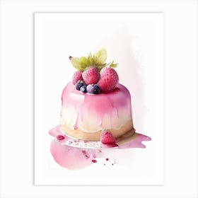 Strawberry Mousse, Dessert, Food Pastel Watercolour Art Print