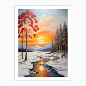 Sunset In The Snow 4 Art Print