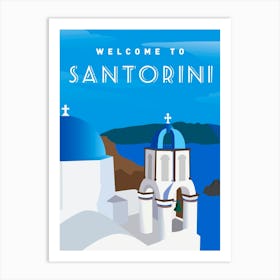 Greece, Santorini — Retro travel minimalist poster 3 Art Print