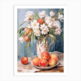Lily Flower And Peaches Still Life Painting 1 Dreamy Art Print