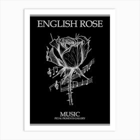 English Rose Music Line Drawing 1 Poster Inverted Art Print
