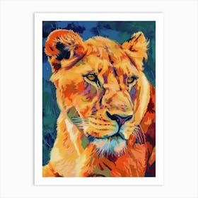 Southwest African Lioness On The Prowl Fauvist Painting 4 Art Print