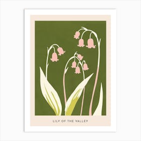 Pink & Green Lily Of The Valley Flower Poster Art Print