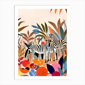 Three Zebras Art Print