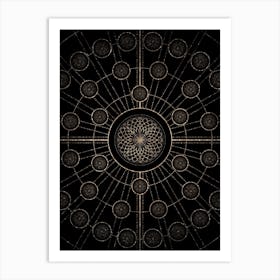 Geometric Glyph Radial Array in Glitter Gold on Black n.0339 Art Print
