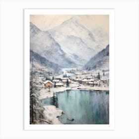 Vintage Winter Painting Banff Canada 3 Art Print