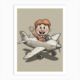 Boy Flying A Plane Art Print