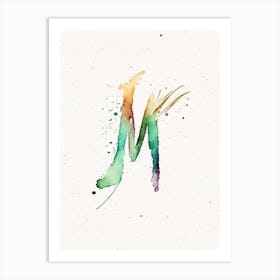 M, Letter, Alphabet Minimalist Watercolour 2 Art Print