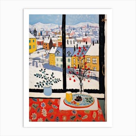 The Windowsill Of Prague   Czech Republic Snow Inspired By Matisse 2 Art Print