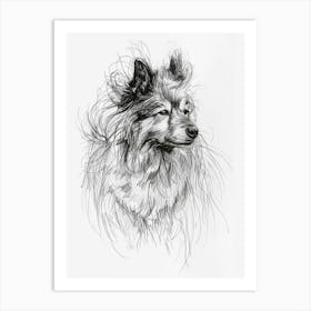 Malmute Furry Dog Line Sketch 2 Art Print