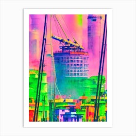 Port Of Colombo Sri Lanka Retro Risograph Print harbour Art Print