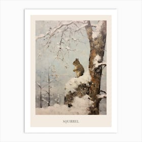 Vintage Winter Animal Painting Poster Squirrel 2 Art Print