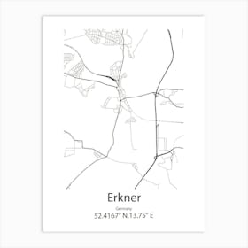 Erkner,Germany Minimalist Map Art Print