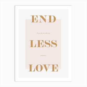 Endless Love Typography Minimal Poster Print Art Lover Inspirational Love  Art Print