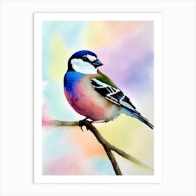 House Sparrow 2 Watercolour Bird Art Print