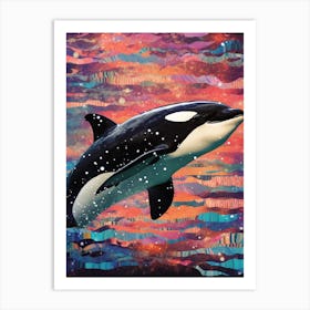 Orca Whale Space Collage 2 Art Print