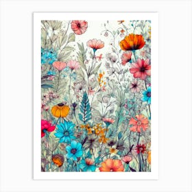 Wildflowers nature flora flowers meadow Art Print