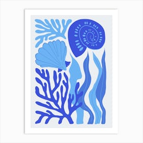 Blue Sea Life Ocean Collection Boho Art Print