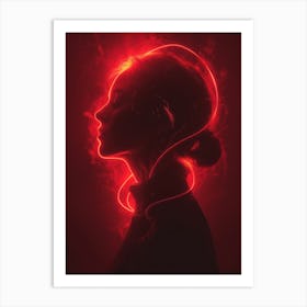 Glowing Enigma: Darkly Romantic 3D Portrait: Portrait Of A Woman 1 Art Print