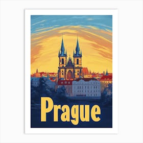 Aihrgdesign A Retro Travel Poster For Prague 3 Art Print