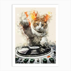 Cat Dj music Art Print