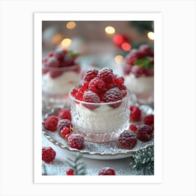 Desserts With Raspberries Art Print