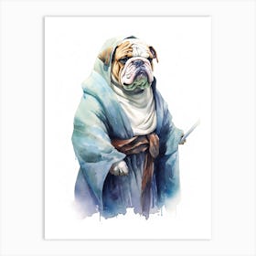 Bulldog Dog As A Jedi 1 Art Print