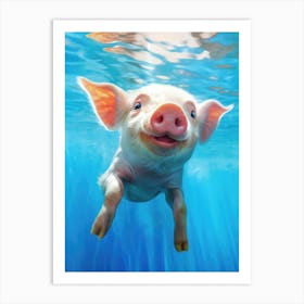 Cute Baby Piglet in the Water Art Print