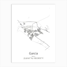 Garcia,Mexico Minimalist Map Art Print