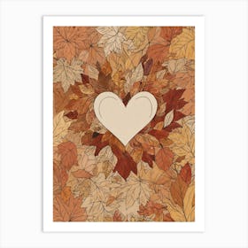 Autumn Leaves Heart Vector Art Print